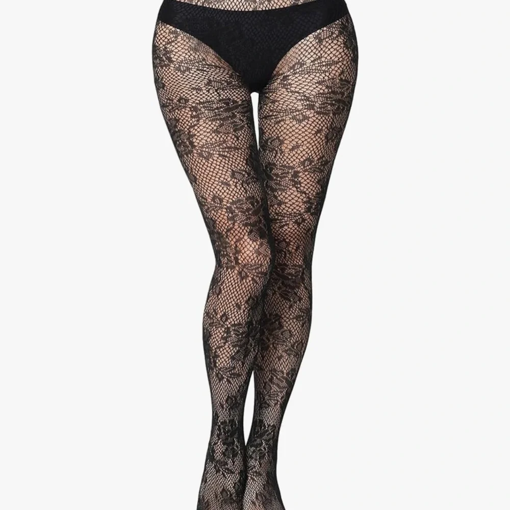 #1531+ Black Floral Tight Mesh Fishnet - Picture 2 of 8
